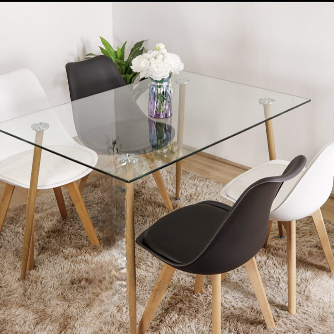 Comedor Mesa Rectangular 120x80cms + 4 Sillas Tulip 5