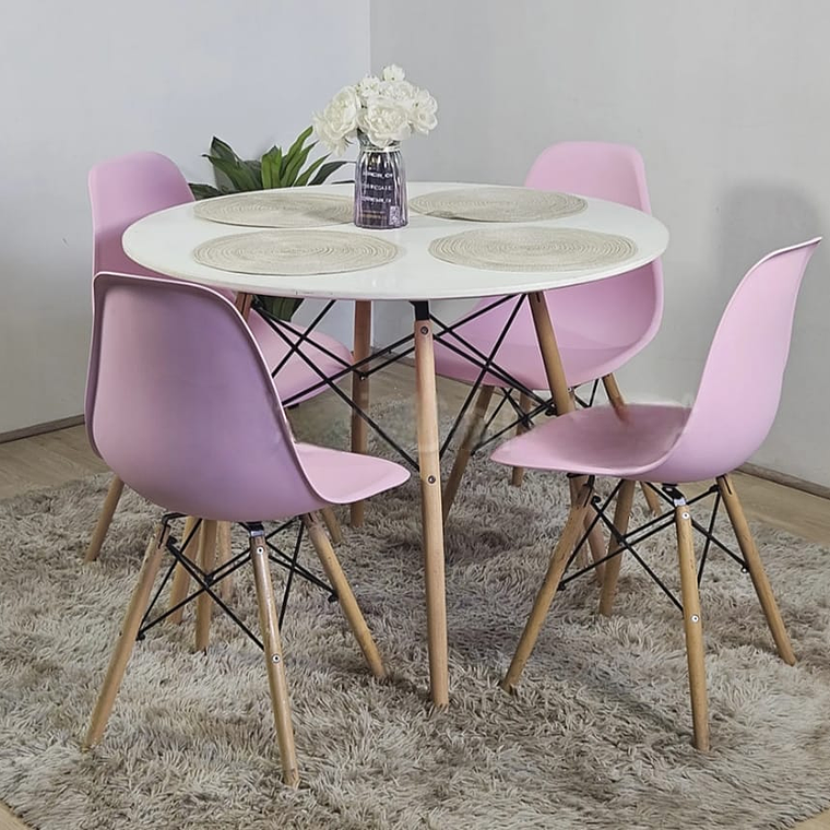 Mesa Redonda 80cm + 4 Sillas Eames 6