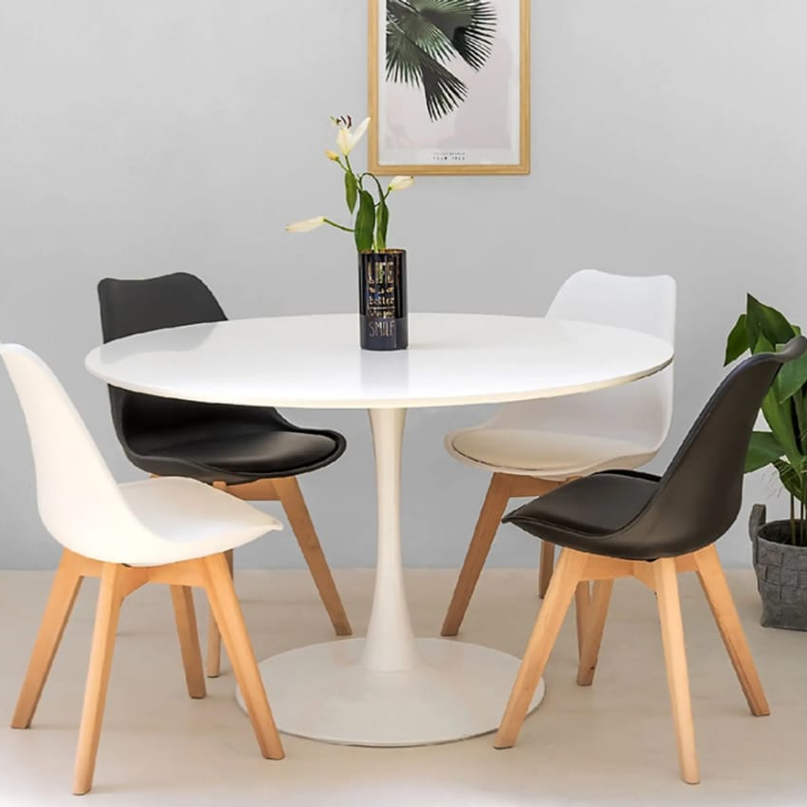 Comedor Mesa Tulip 100cms + 4 Sillas Tulip 3