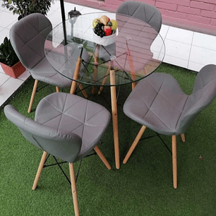 Mesa Redonda 80 cm + 4 Sillas Mariposa