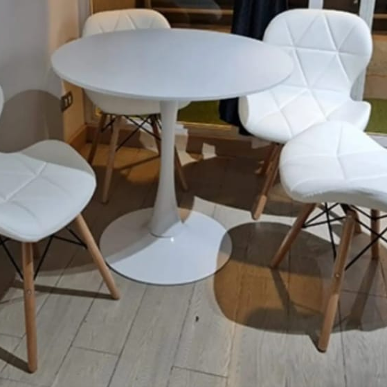 Mesa Tulip 80cm  +  4 Sillas Radar Mariposa 2