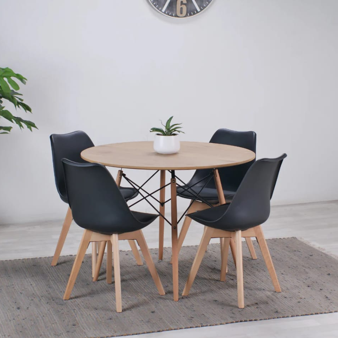Mesa Wood 120cm + 4 sillas Tulip 1