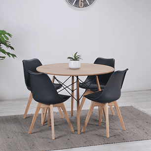 Mesa Wood 120cm + 4 sillas Tulip