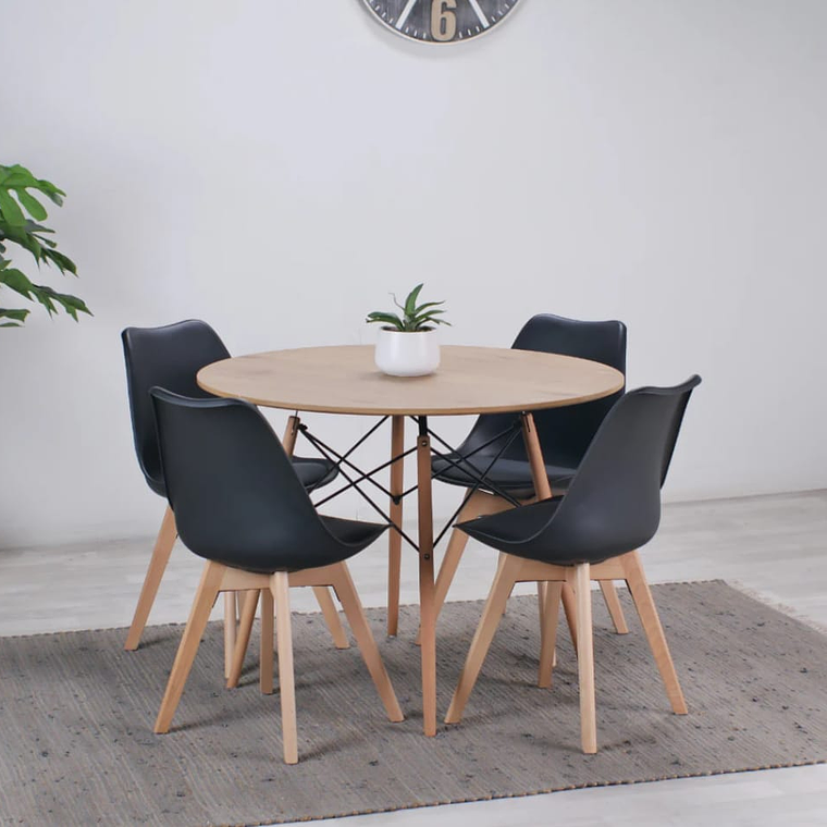 Mesa Wood 120cm + 4 sillas Tulip 1