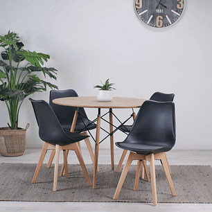 Mesa Wood 120cm + 4 sillas Tulip