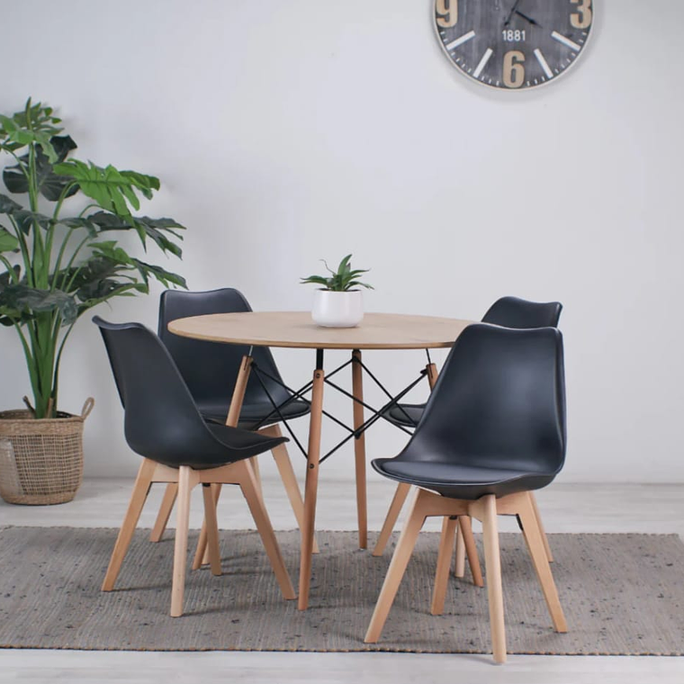 Mesa Wood 120cm + 4 sillas Tulip 2