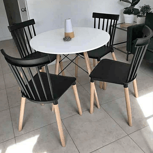 Mesa Redonda 80cm + 4 Sillas Windsor