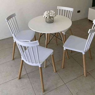 Mesa Redonda 80cm + 4 Sillas Windsor