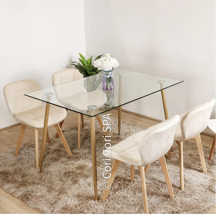 Mesa Rectangular 120*80 + 4 Sillas Velvet 3