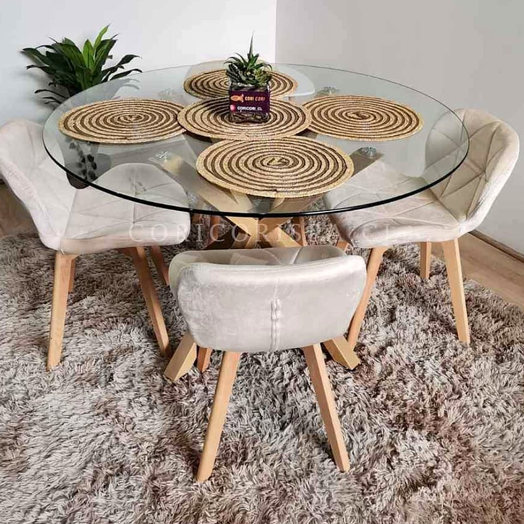 Mesa 120cm + 4 sillas terciopelo 1