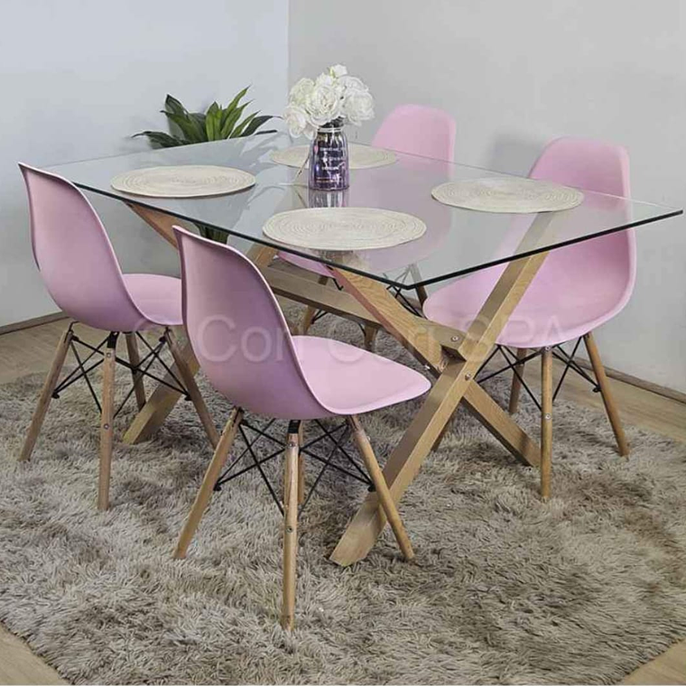 Mesa rectangular 140*90 + 4 sillas Eames 3