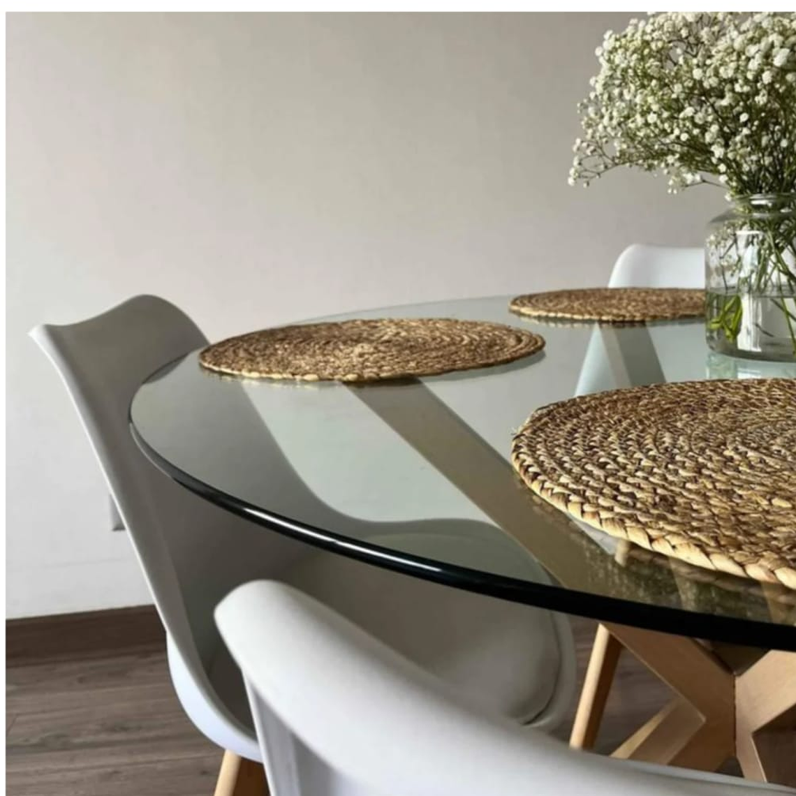 Mesa Vidrio Redonda 100cm + 4 Tulip 3