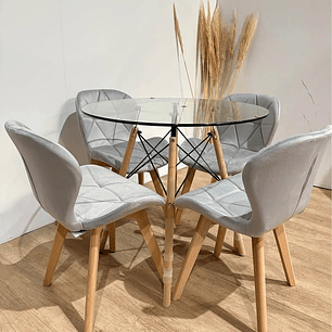 Mesa 80cm + 4 Sillas Mariposa Velvet