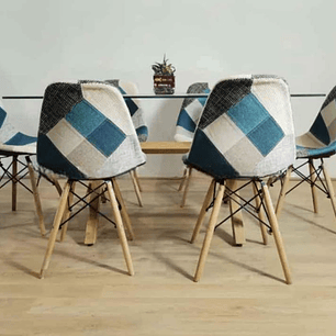 Comedor Mesa Rectangular 140*90 + 6 sillas Patchwork Eames