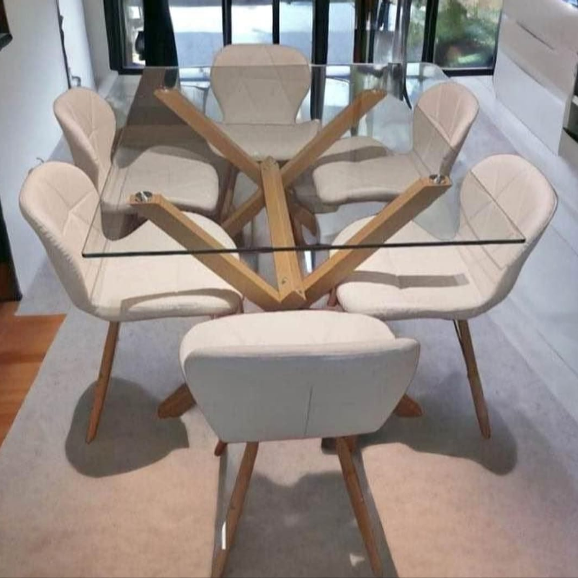 Mesa Rectangular 140*90 + 6 Sillas Mariposa Eames 1