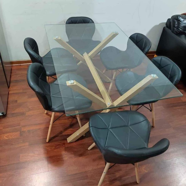 Mesa Rectangular 140*90 + 6 Sillas Mariposa Eames 2