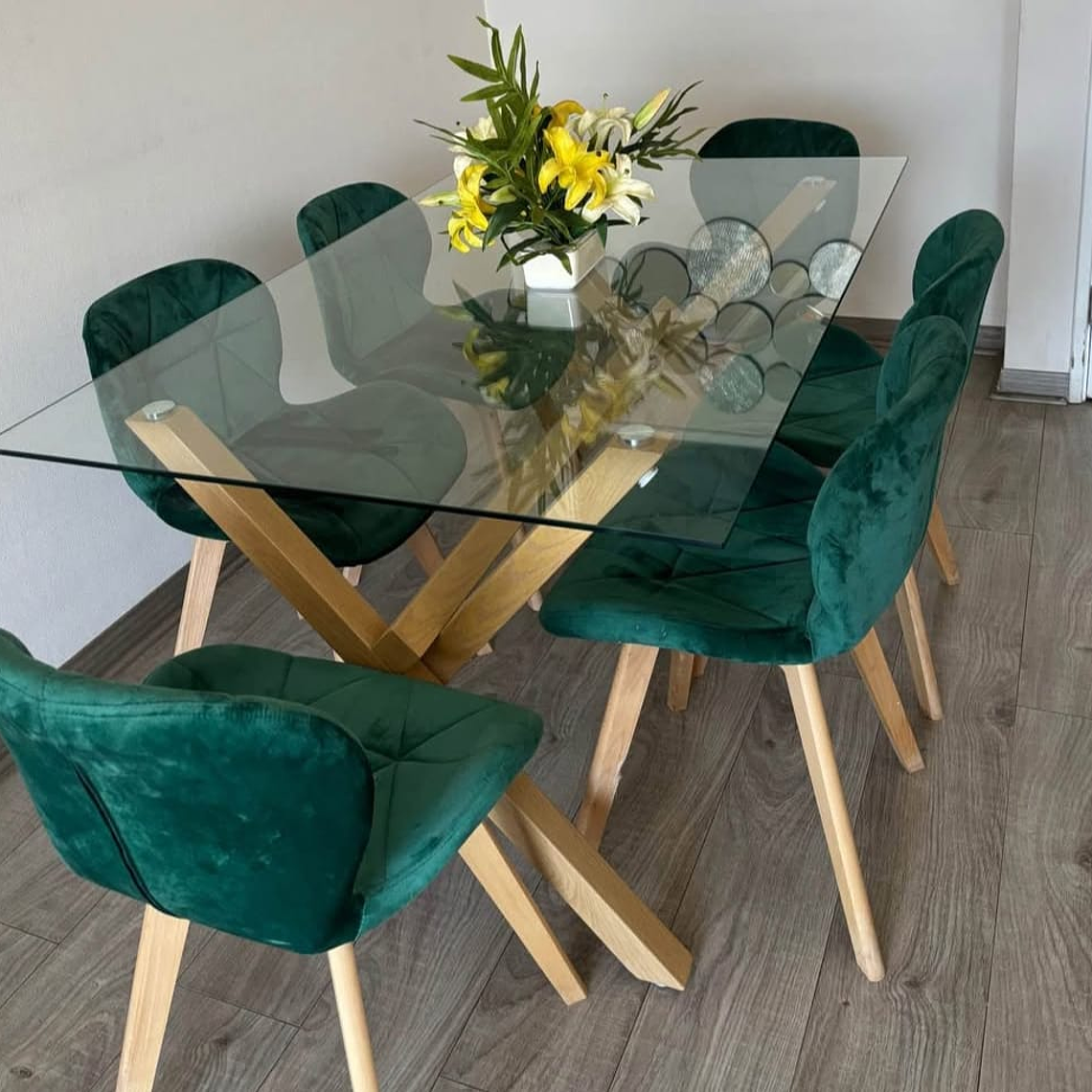 Mesa Rectangular + 6 Sillas velvet 1
