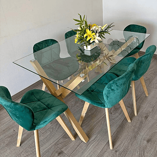Mesa Rectangular + 6 Sillas velvet
