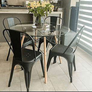 Mesa Redonda 100cm + 4 Sillas Tolix