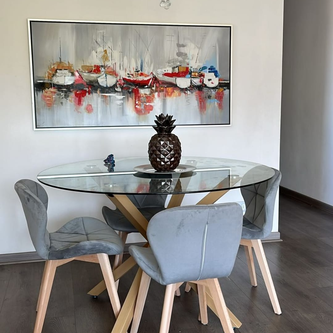 Mesa Redonda 120cm + 4 Sillas Mariposa Velvet 1