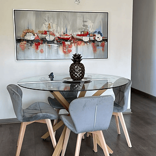 Mesa Redonda 120cm + 4 Sillas Mariposa Velvet