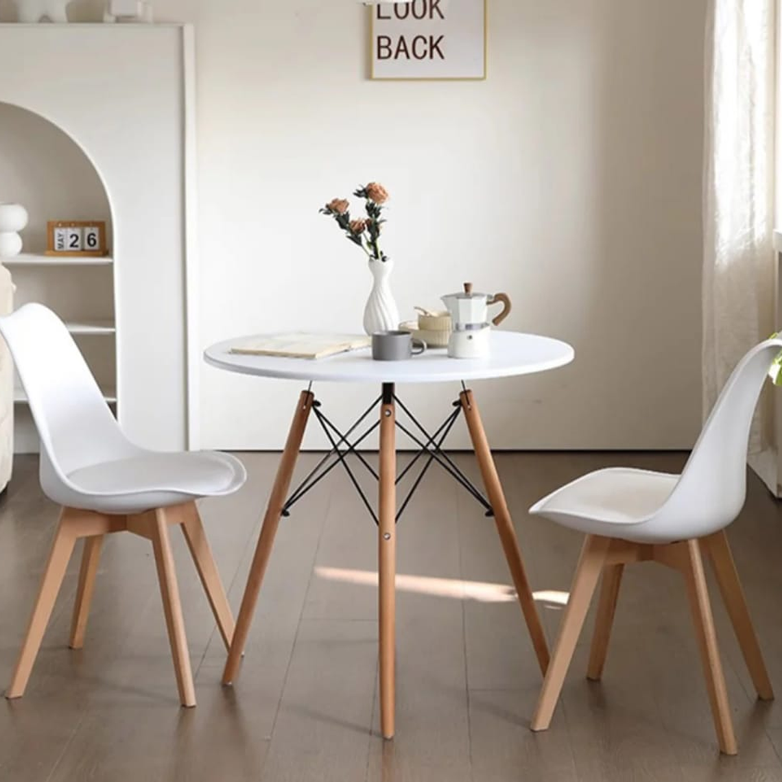 Mesa 80cm Melamina + 2 Sillas Tulip 1