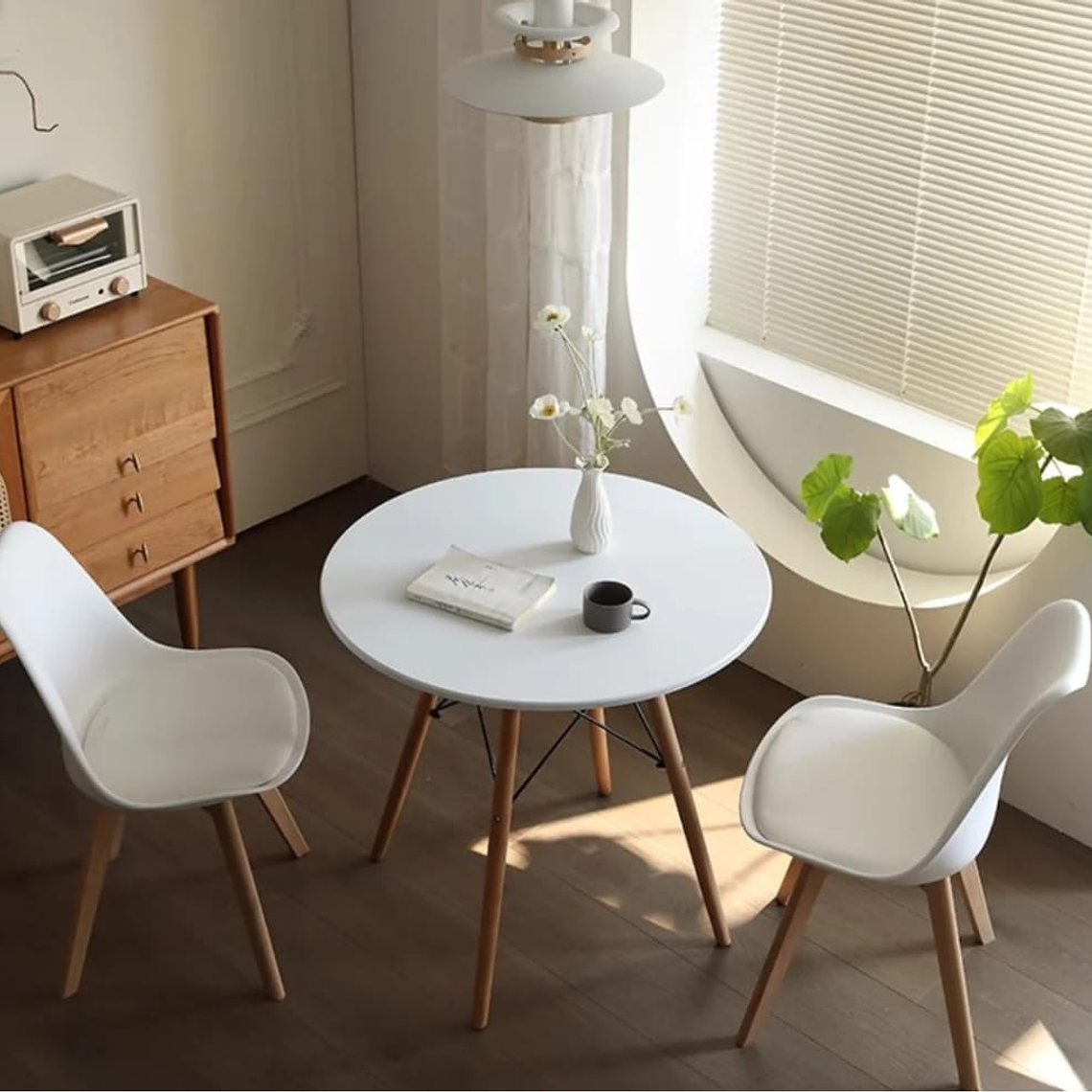 Mesa 80cm Melamina + 2 Sillas Tulip 2