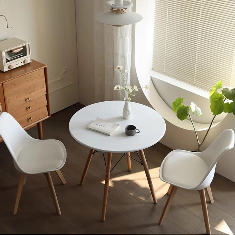 Mesa 80cm Melamina + 2 Sillas Tulip 2