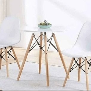 Mesa Redonda 80cm blanca + 2 Eames