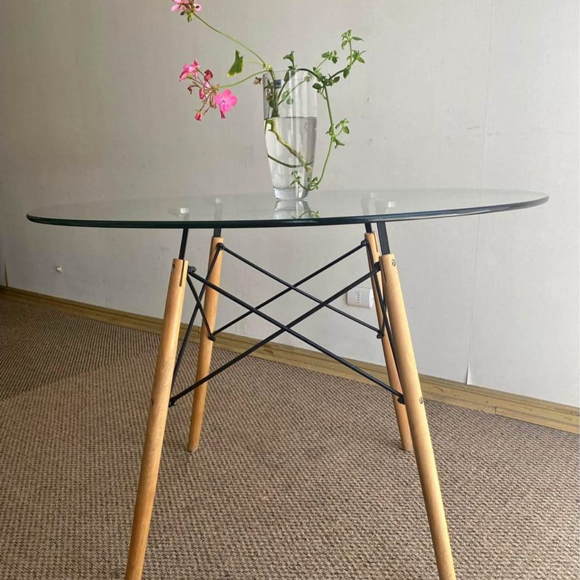 Mesa Eames Vidrio redonda 100cm 1