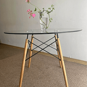 Mesa Eames Vidrio redonda 100cm