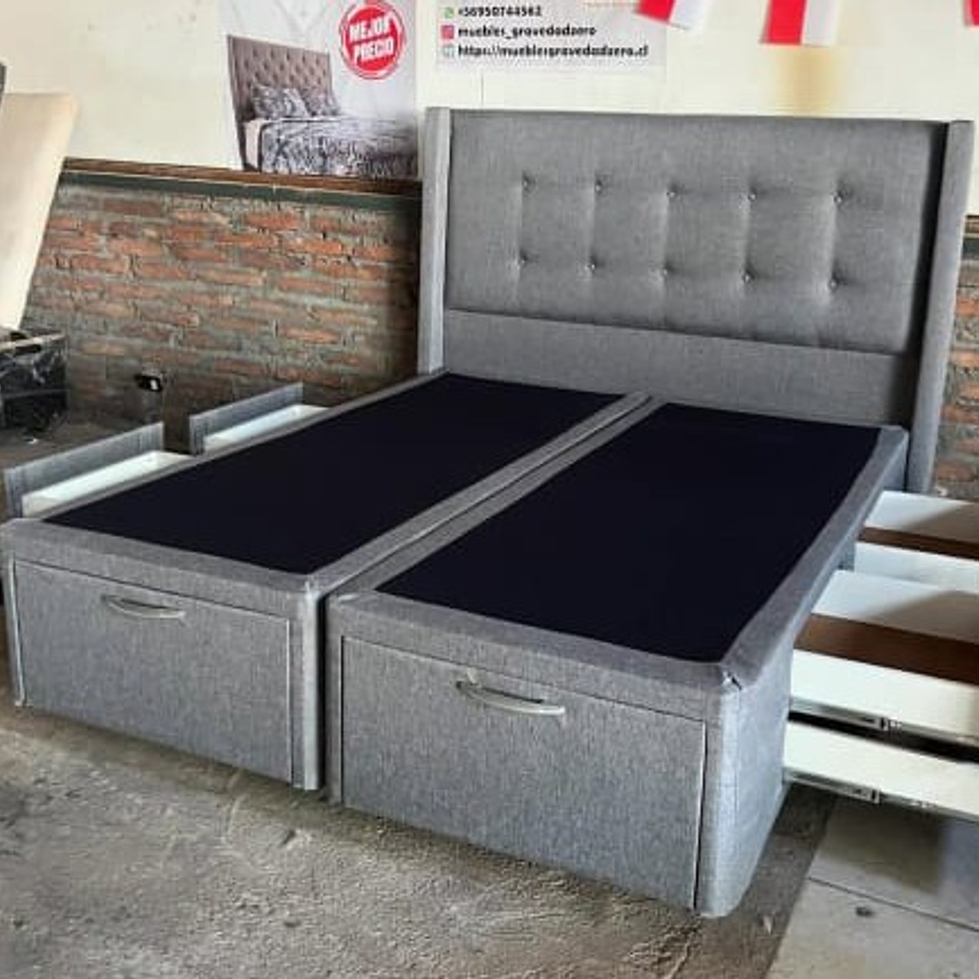 CAMA CON 4 CAJONERAS 1 ZAPATERO 1 PLAZA Y 1 ½ PLAZAS 12
