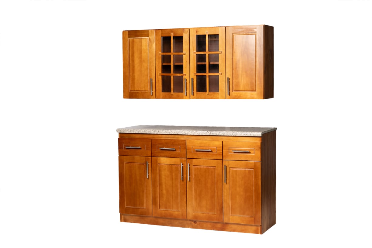 Mueble de Cocina Set Elevacion y base Berin Madera Nogal 4 Puertas 1