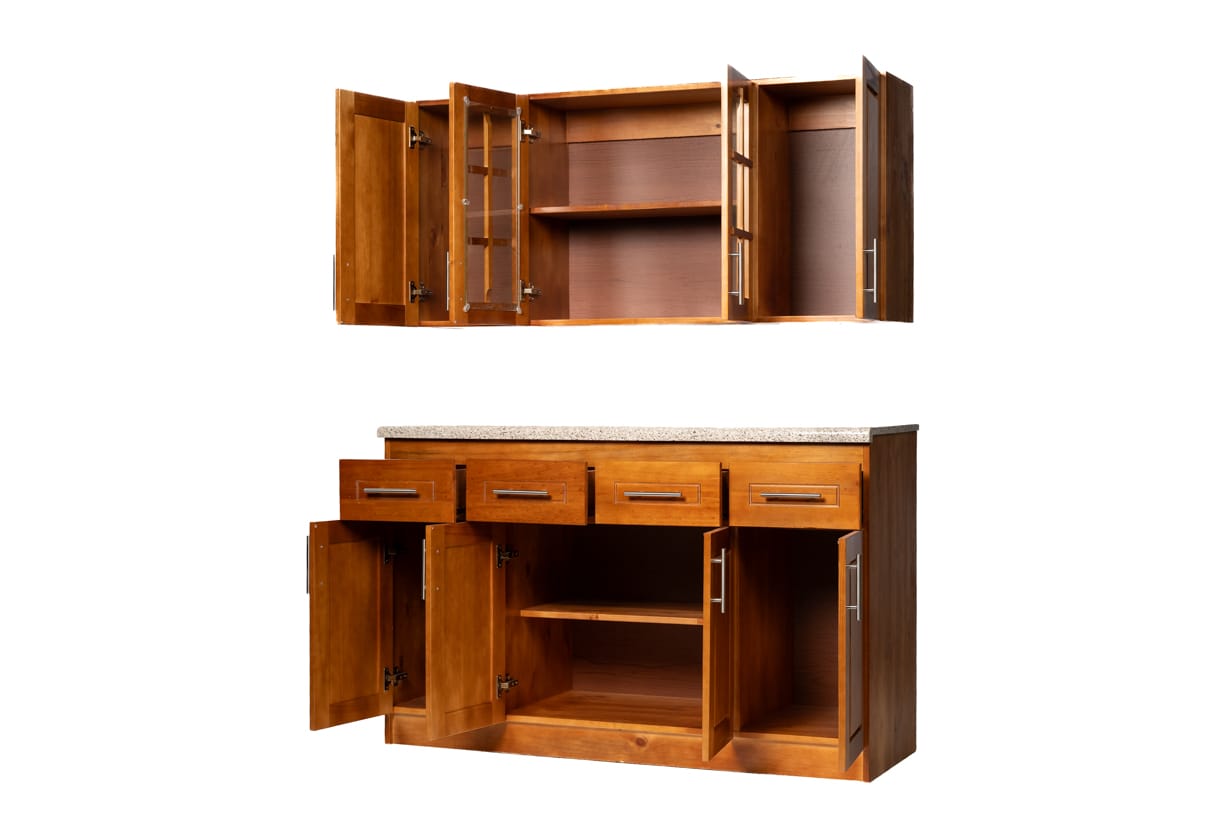 Mueble de Cocina Set Elevacion y base Berin Madera Nogal 4 Puertas 2