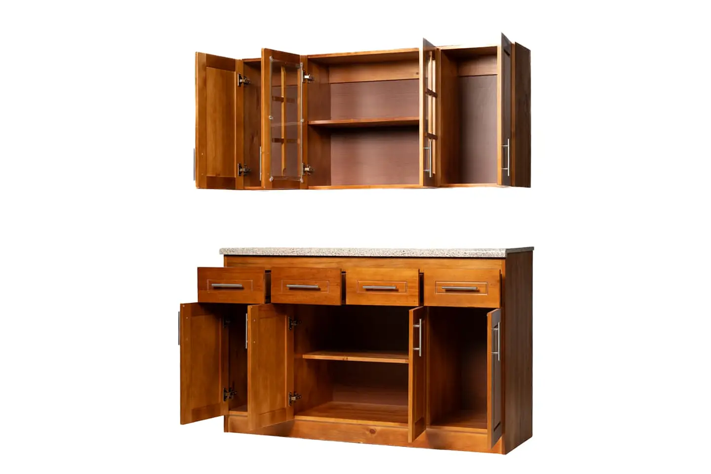 Mueble de Cocina Set Elevacion y base Berin Madera Nogal 4 Puertas 2
