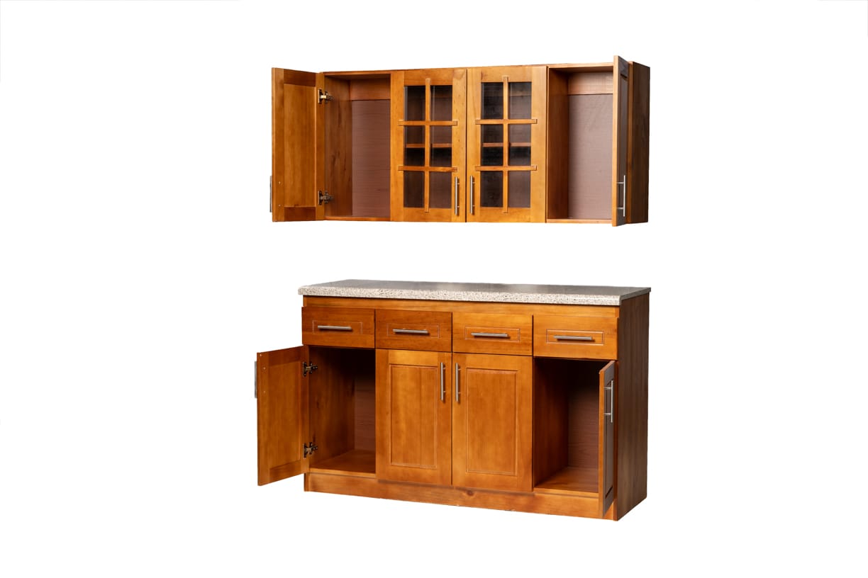 Mueble de Cocina Set Elevacion y base Berin Madera Nogal 4 Puertas 3