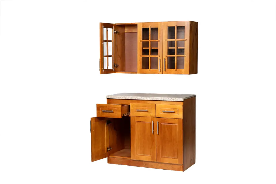 Mueble de Cocina Set Elevacion y base Berin Madera Nogal 3 Puertas 2