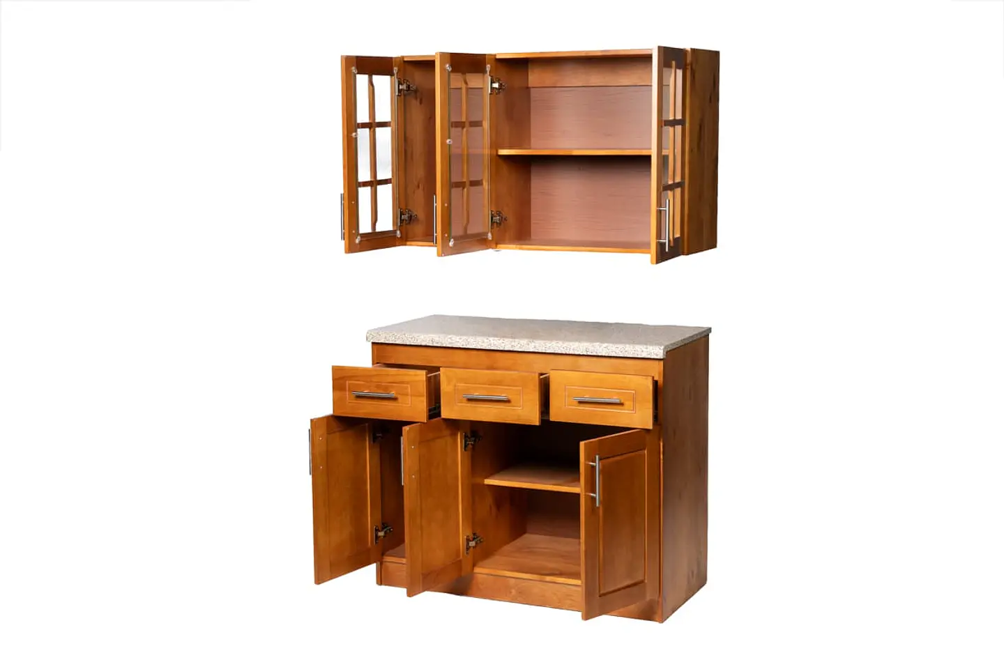 Mueble de Cocina Set Elevacion y base Berin Madera Nogal 3 Puertas 3
