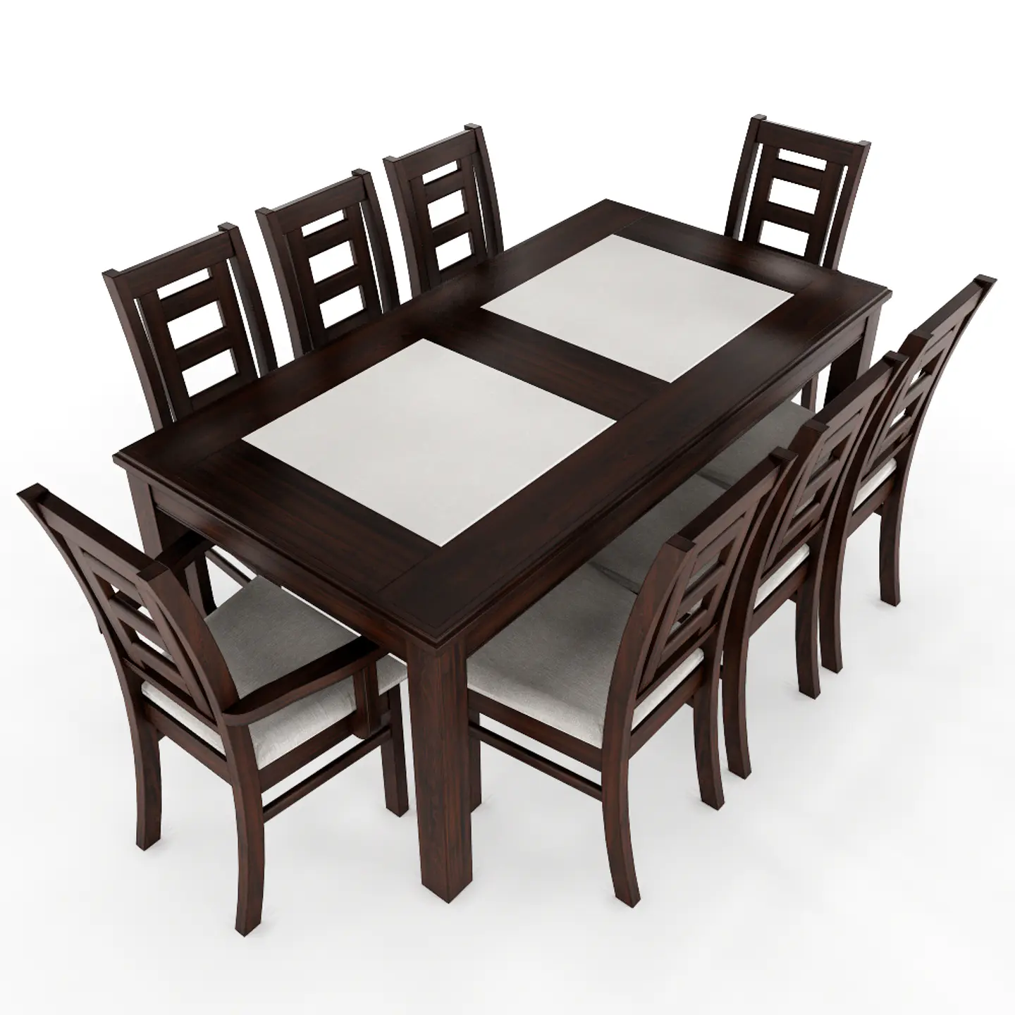 JUEGO DE COMEDOR PORCELANATO SEVILLA 8 PERSONAS CHOCOLATE MADERA INCLUYE 2 SITIALES 1