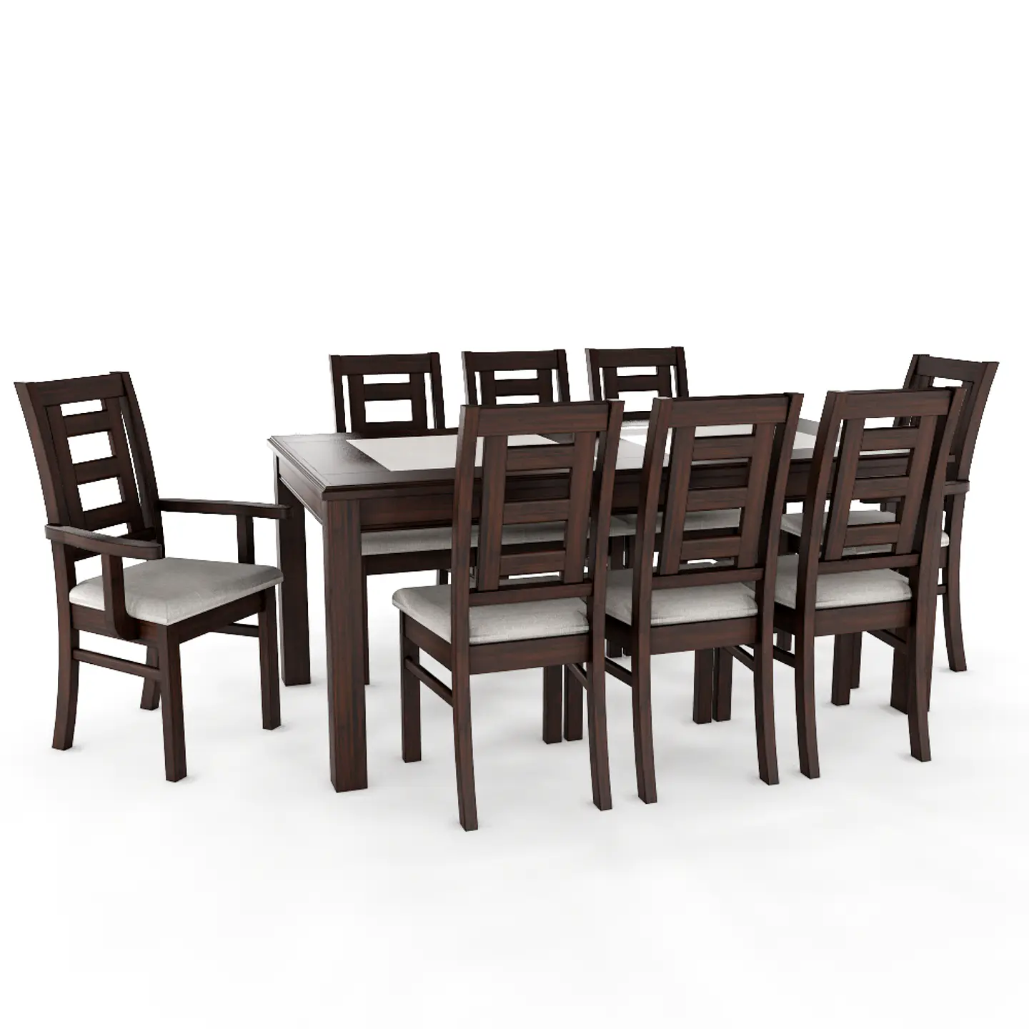 JUEGO DE COMEDOR PORCELANATO SEVILLA 8 PERSONAS CHOCOLATE MADERA INCLUYE 2 SITIALES 3