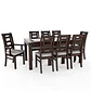 JUEGO DE COMEDOR PORCELANATO SEVILLA 8 PERSONAS CHOCOLATE MADERA INCLUYE 2 SITIALES - Miniatura 3