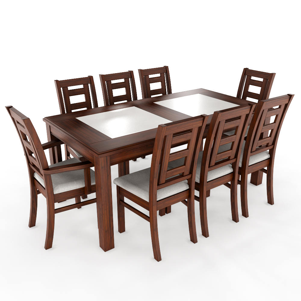 Juego de comedor porcelanato sevilla 8 personas nogal incluye 2 sitiales  1