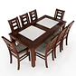 JUEGO DE COMEDOR PORCELANATO SEVILLA 8 PERSONAS NOGAL MADERA INCLUYE 2 SITIALES - Miniatura 3