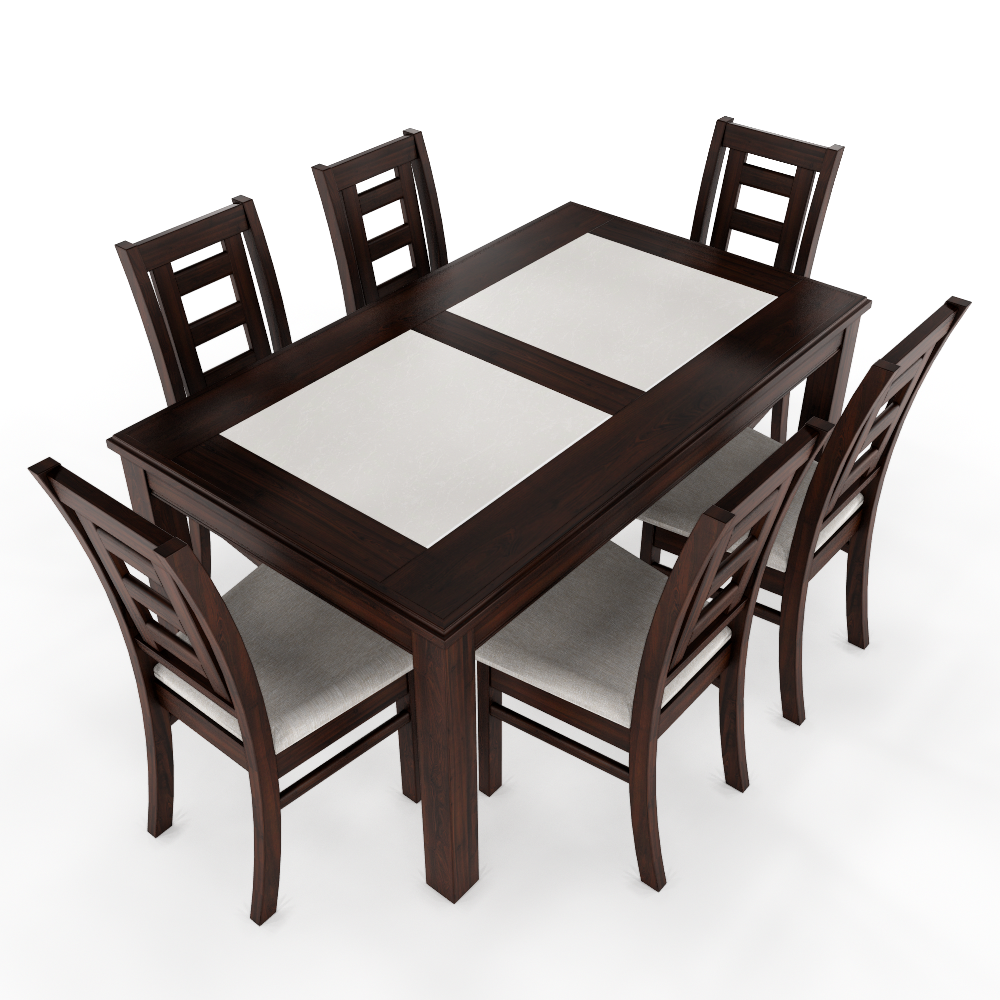 Juego de comedor porcelanato sevilla 6 personas chocolate madera 1