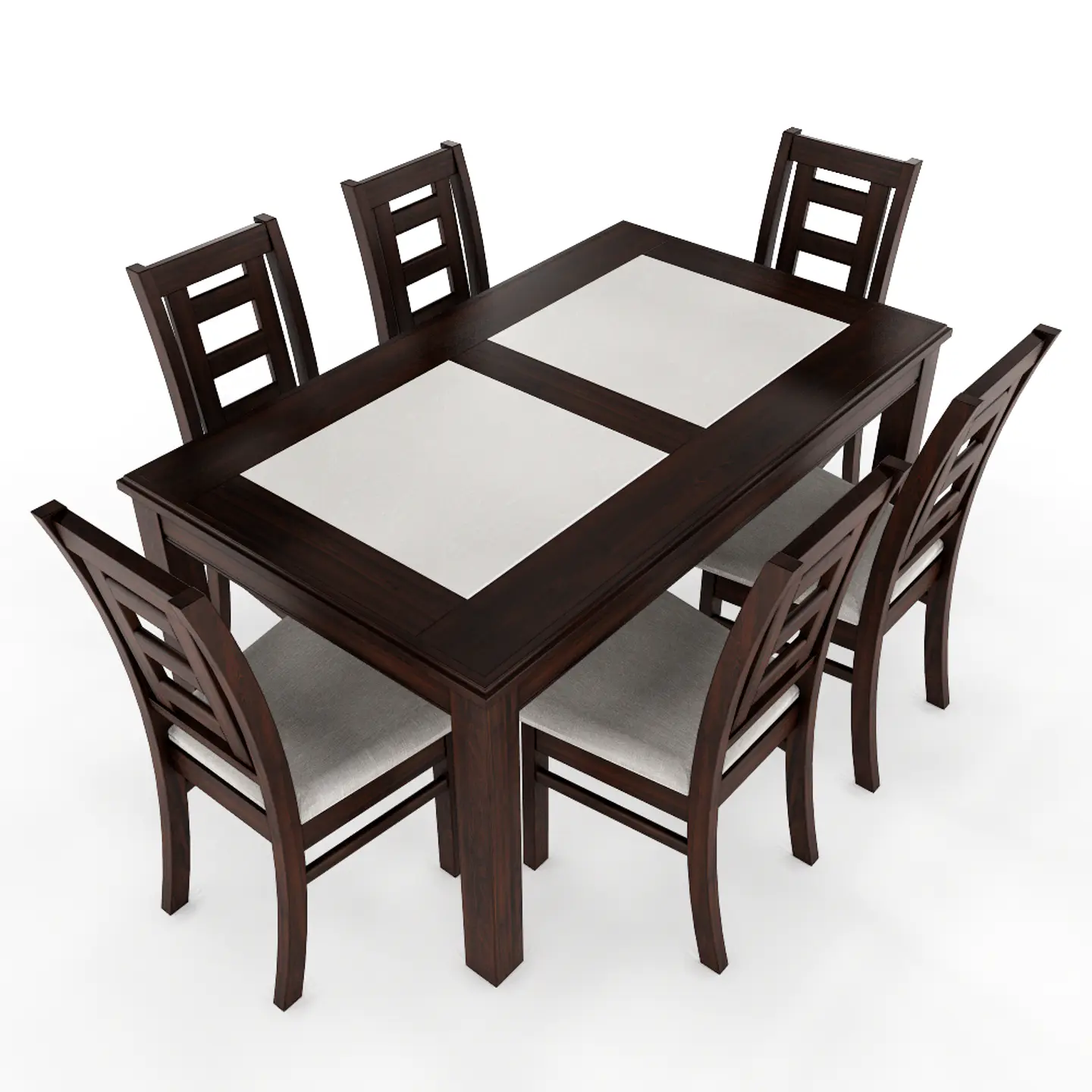 JUEGO DE COMEDOR PORCELANATO SEVILLA 6 PERSONAS CHOCOLATE MADERA 1