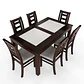 JUEGO DE COMEDOR PORCELANATO SEVILLA 6 PERSONAS CHOCOLATE MADERA - Miniatura 1