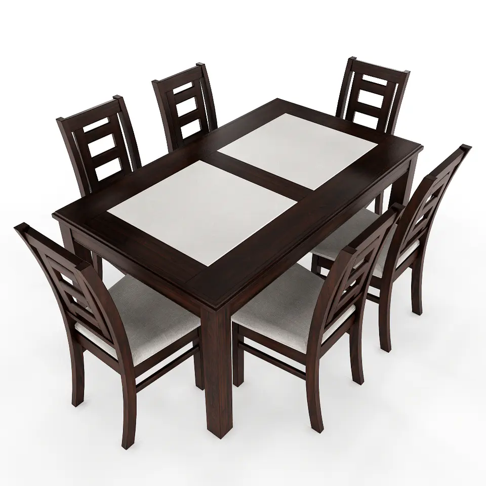 JUEGO DE COMEDOR PORCELANATO SEVILLA 6 PERSONAS CHOCOLATE MADERA 1