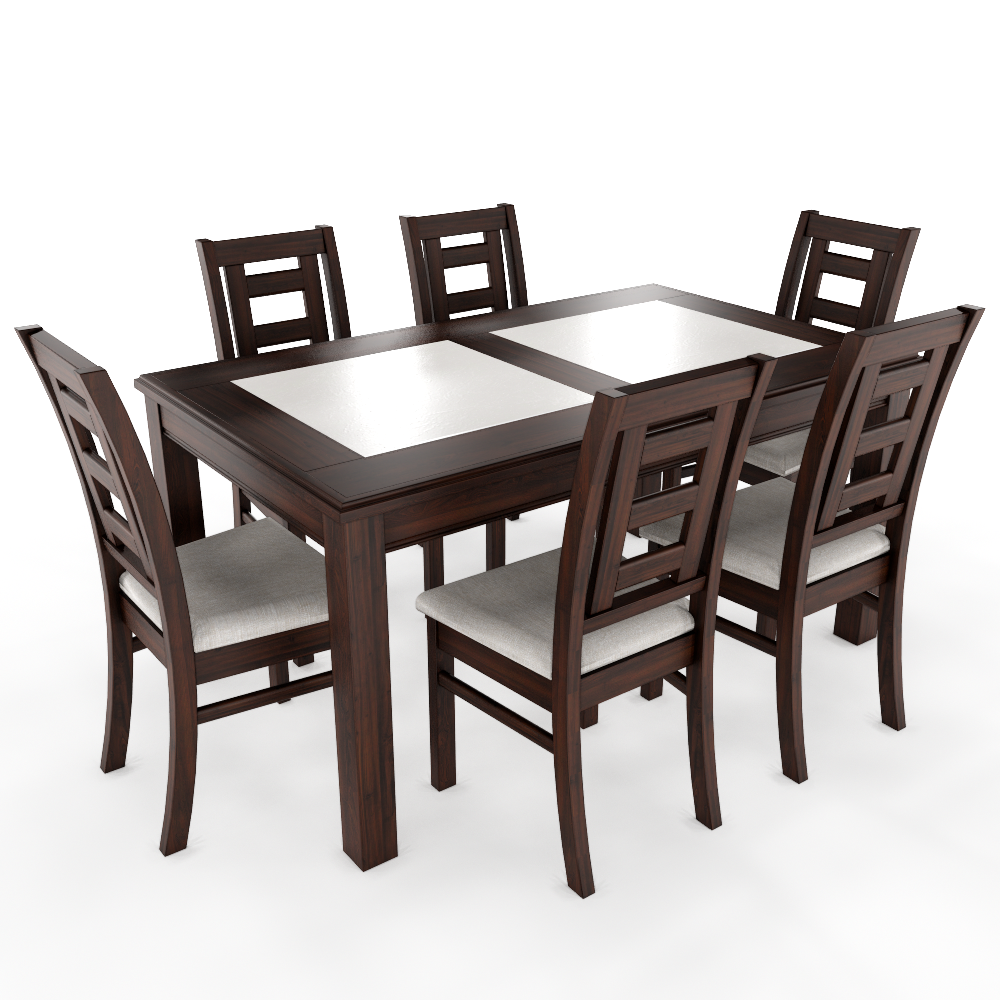 Juego de comedor porcelanato sevilla 6 personas chocolate madera 2