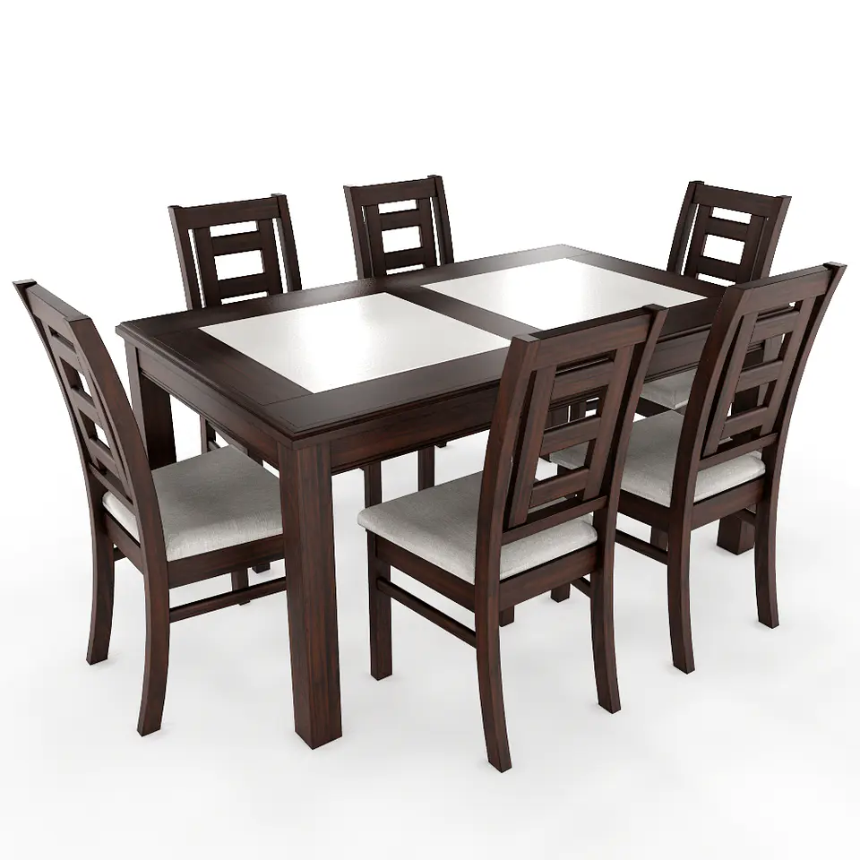 JUEGO DE COMEDOR PORCELANATO SEVILLA 6 PERSONAS CHOCOLATE MADERA 2