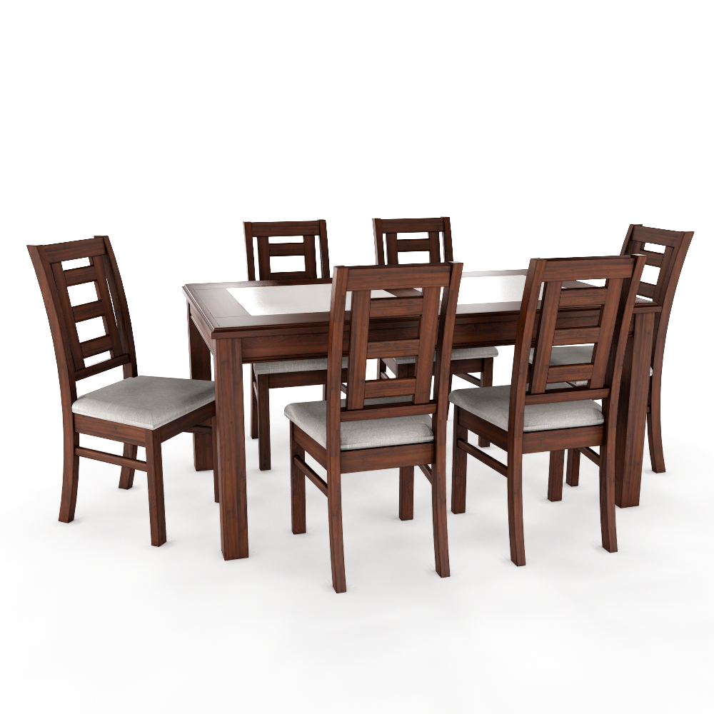 Juego de comedor porcelanato sevilla 6 personas nogal  2